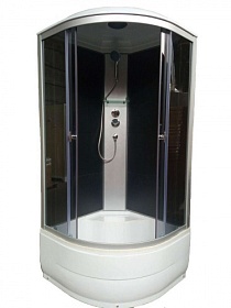 Душевая кабина 90х90х220 Aquapulse 4002E grey black угловая (четверть круга) тёмн.тонир.дверки мат.хром проф. задн. стенки акрил черный верхн.душ