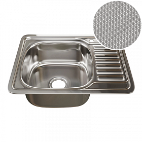 Мойка для кухни Mixline 532308 прямоуг. 58х48 глуб. 18см (толщ.0,8мм) вып. 3 1/2" (врезная) крыло справа хром