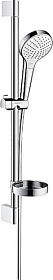 Душевая стойка с лейкой и шлангом Hansgrohe Croma Select S 669 мм d110 мм круглая 3-х реж. с мыльницей 26566400 хром Водяной