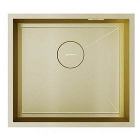 Мойка для кухни Omoikiri Kasen 49-16-LG 4997054 прямоуг. 49х44 глуб. 16,5см (толщ.1,2мм) вып. 3 1/2" (подстольная) PVD светлое золото