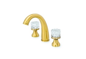 Смеситель для умывальника (раковины) Boheme Crystal 317-CRST на раковину 3 отверстия бронза латунь Водяной