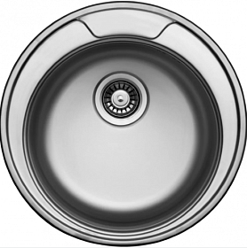 Мойка для кухни TopZero WellInox Favorite FAM510.GT6K круглая 51х51 глуб. 16,5см (толщ.0,6мм) вып. 3 1/2" (врезная) серебристый