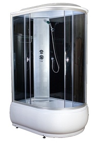 Душевая кабина 120х80х220 Aquapulse Aquacubic 4006D L grey black асимметричная (левая) тёмн.тонир.дверки мат.хром проф. задн.стенки черное стекло вер