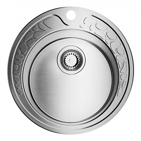 Мойка для кухни Omoikiri Tovada 49-IN 4993006 круглая 49х49 глуб. 18см (толщ.0,8мм) вып. 3 1/2" (врезная) PVD нержавеющая сталь