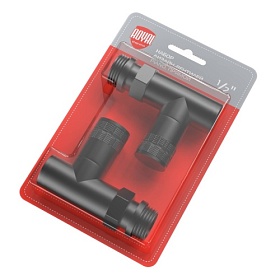 Набор дизайн-вентилей Royal Thermo Piano 1/2" прямой (черный) RTE 56.0011