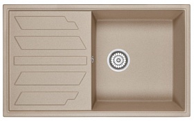 Мойка для кухни Granula GR-8601 прямоуг. 86х50 глуб. 20см вып. 3 1/2" (врезная) крыло универсал песочная