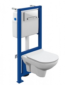 Унитаз Cersanit City CO DPL EO slim безободковый смыв с инсталляцией Link Pro (комплект) сид.дюр. ультратон. микролифт, кнопка Estetica хром 64277