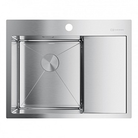 Мойка для кухни Omoikiri Akisame 65-IN-L 4973058 прямоуг. 65х51 глуб. 20см (толщ.1,2мм) вып. 3 1/2" (врезная) крыло справа PVD нержавеющая сталь