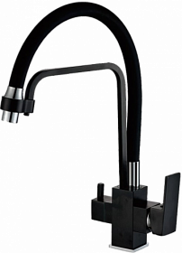 Смеситель для кухни (мойки) Haiba HB857 HB76857 с переключ.для фильтра питьевой воды гибкий излив чёрный латунь Водяной
