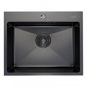 Мойка для кухни Mixline Pro 547234 прямоуг. 53х43 глуб. 22см (толщ.3мм) вып. 3 1/2" (врезная) PVD чёрный графит