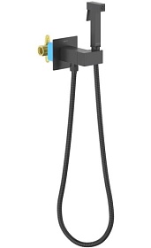 Смеситель для унитаза внеш. и скрытая часть (в сборе) Aquatek Лира AQ1025MB с гигиеническим душем чёрный латунь