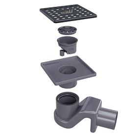 Трап душевой 50 горизонтальный сухой/мокрый затвор RGW Shower Drain SDR-14 B 47211411-04 реш. нерж. 110х110