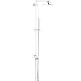 Душевая стойка с верхней тропич.лейкой (смеситель отдельно) Grohe Euphoria Cube 1-реж. 27696000 хром прямоугольная Водяной