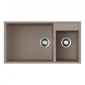Мойка для кухни Omoikiri Tedori 85-2-U-SA 4993942 прямоуг. 85х46,5 глуб. 22см (толщ.10мм) вып. 3 1/2" (подстольная) бежевая
