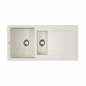 Мойка для кухни Omoikiri Sakaime 100-2-WH 4993895 прямоуг. 100х50 глуб. 20см (толщ.10мм) вып. 3 1/2" (врезная) крыло универсал белая