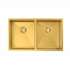 Мойка для кухни Iddis Edifice EDI75B2i77 прямоуг. 74,5х44 глуб. 20см (толщ.1,2мм) вып. 3 1/2" (врезная, подстольная) матовое золото