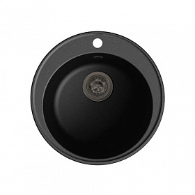 Мойка для кухни Granfest Quarz GF-Z08-308 круглая 48х48 глуб. 18см вып. 3 1/2" (врезная) чёрная