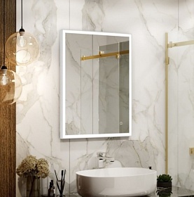 Зеркало Континент Solid White Led 60x80 белое LED подсветка ЗЛП621