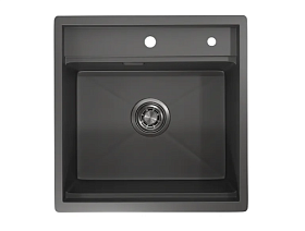Мойка для кухни Granula Kitchen Space KS-5051 графит матовый квадратная 50х51 глуб. 23,5см вып. 3 1/2" (накладная) графит