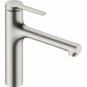 Смеситель для кухни (мойки) Hansgrohe Zesis M33 74801800 вытяжной излив сталь латунь