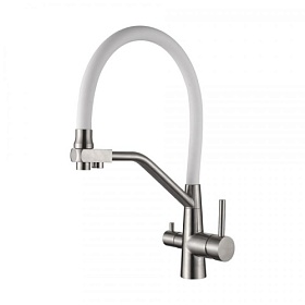 Смеситель для кухни (мойки) Ledeme H755 L74855-3 с переключ.для фильтра питьевой воды белый нерж. сталь Водяной