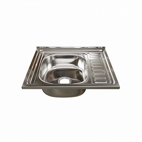 Мойка для кухни Mixline 538194 прямоуг. 60х50 глуб. 18см (толщ.0,8мм) вып. 3 1/2" (накладная) крыло справа хром