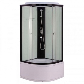 Душевая кабина 90х90х220 Aquapulse Aquacubic 4002D fabric white+black profile угловая (четверть круга) рифленые дверки черный проф. задн.стенки бел.с