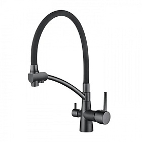 Смеситель для кухни (мойки) Ledeme H55 L4855U-12 с переключ.для фильтра питьевой воды гибкий излив графит латунь