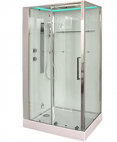Душевая кабина 120х90х220 Timo Premium Helma H-520R прямоугольная прозр.дверки мат.хром проф. задн.стенки мат.стекло верхн.душ, гм вертик.