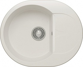 Мойка для кухни Polygran Atol ATOL-620.36 овальная 62х50 глуб. 20см вып. 3 1/2" (врезная) крыло универсал белый хлопок