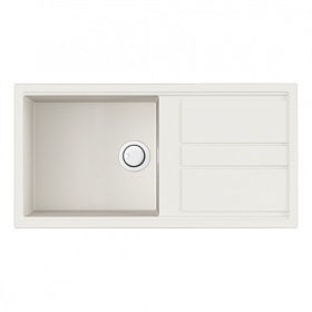 Мойка для кухни Omoikiri Kitagawa 100-WH 4993787 прямоуг. 100х51 глуб. 20см (толщ.6мм) вып. 3 1/2" (врезная) крыло универсал белая