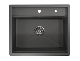 Мойка для кухни Granula Kitchen Space KS-6051 графит матовый прямоуг. 60х51 глуб. 23,5см вып. 3 1/2" (накладная) графит