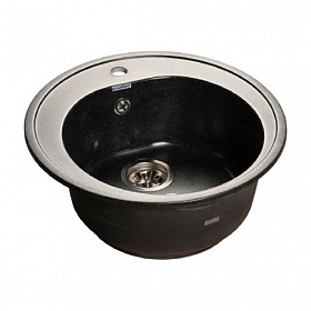 Мойка для кухни Granfest Rondo GF-R510-308 круглая 50,8х50,5 глуб. 19см вып. 3 1/2" (врезная) чёрная