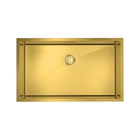 Мойка для кухни Iddis Edifice EDI74B0i77 прямоуг. 74х44 глуб. 20см (толщ.1,2мм) вып. 3 1/2" (врезная, подстольная) матовое золото