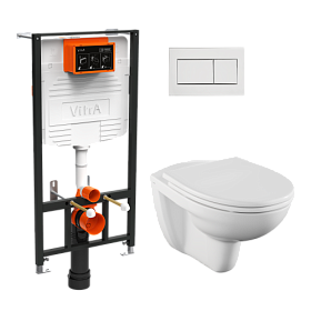 Унитаз Vitra Normus L-box безободковый смыв с инсталляцией (комплект) сид.дюр. микролифт кнопка хром 9773B003-7206