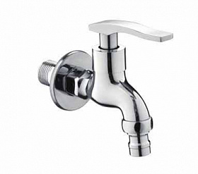 Кран водоразборный со штуцером 1/2" НР-НР рычаг Frap F522 Водяной