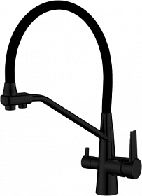 Смеситель для кухни (мойки) Haiba HB855-7 HB76855-7 с переключ.для фильтра питьевой воды гибкий излив чёрный латунь Водяной