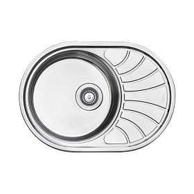 Мойка для кухни Iddis Suno S SUN65SDi77S овальная 65х46 глуб. 18см (толщ.0,8мм) вып. 3 1/2" (врезная) крыло универсал хром