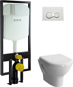 Унитаз Vitra Zentrum с инсталляцией Zentrum (комплект) сид.дюр. микролифт, кнопка хром 9012B003-7206