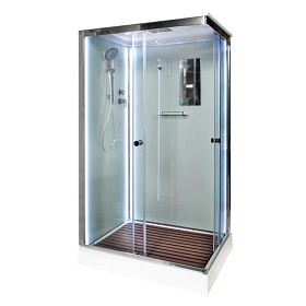 Душевая кабина 120х90х22 Dto K402SLED прямоугольная прозр.дверки хром проф. задн.стенки бел.стекло верхн.душ