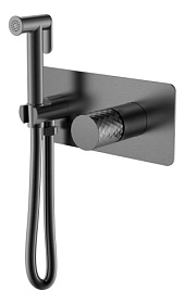 Смеситель для унитаза внеш. и скрытая часть (в сборе) Boheme Stick Gun Metal Diamond 127-GM с гигиеническим душем gun metal латунь