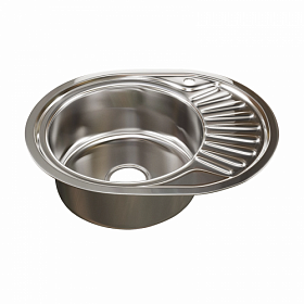 Мойка для кухни Mixline 528190 овальная 57х45 глуб. 16см (толщ.0,6мм) вып. 3 1/2" (врезная) крыло справа хром
