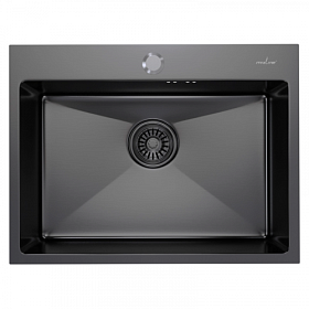 Мойка для кухни Mixline Pro 547236 прямоуг. 60х45 глуб. 22см (толщ.3мм) вып. 3 1/2" (врезная) PVD чёрный графит