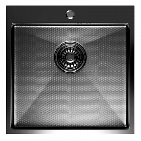 Мойка для кухни Mixline Pro 552931 квадратная 50х50 глуб. 20см (толщ.3мм) вып. 3 1/2" (врезная) PVD нано чёрный графит