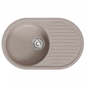 Мойка для кухни Mixline ML-GM16 551924 овальная 73х46 глуб. 18см вып. 3 1/2" (врезная) крыло универсал песочная