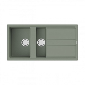 Мойка для кухни Omoikiri Kitagawa 100-2-WG 4993252 прямоуг. 100х51 глуб. 20см (толщ.6мм) вып. 3 1/2" (врезная) крыло универсал wind green