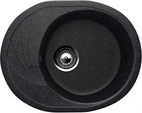 Мойка для кухни Ulgran U-403-308 овальная 58х47 глуб. 18см вып. 3 1/2" (врезная) крыло универсал чёрная