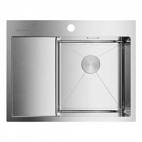 Мойка для кухни Omoikiri Akisame 65-IN-R 4973059 прямоуг. 65х51 глуб. 20см (толщ.1,2мм) вып. 3 1/2" (врезная) крыло слева PVD нержавеющая сталь