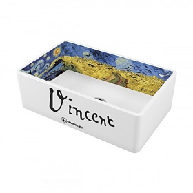 Мойка для кухни Omoikiri Mikura 76-Vangogh 4993024 прямоуг. 76х46 глуб. 23см вып. 3 1/2" (врезная, фронтальный монтаж) белая Водяной