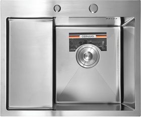 Мойка для кухни Gerhans K35848-R прямоуг. 58х48 глуб. 22см (толщ.3мм) вып. 3 1/2" (врезная) крыло слева нержавеющая сталь